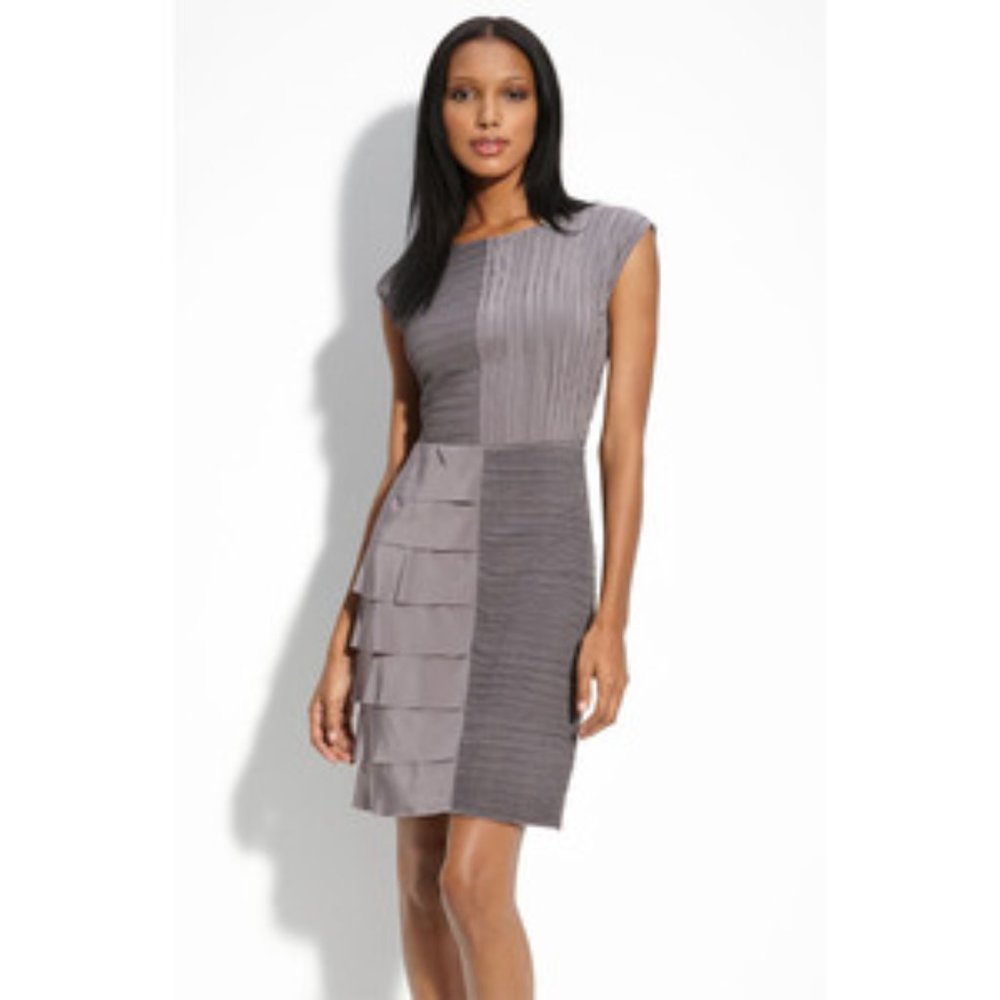 BCBG Max Azria Grey Textured Quad Dress Size 6